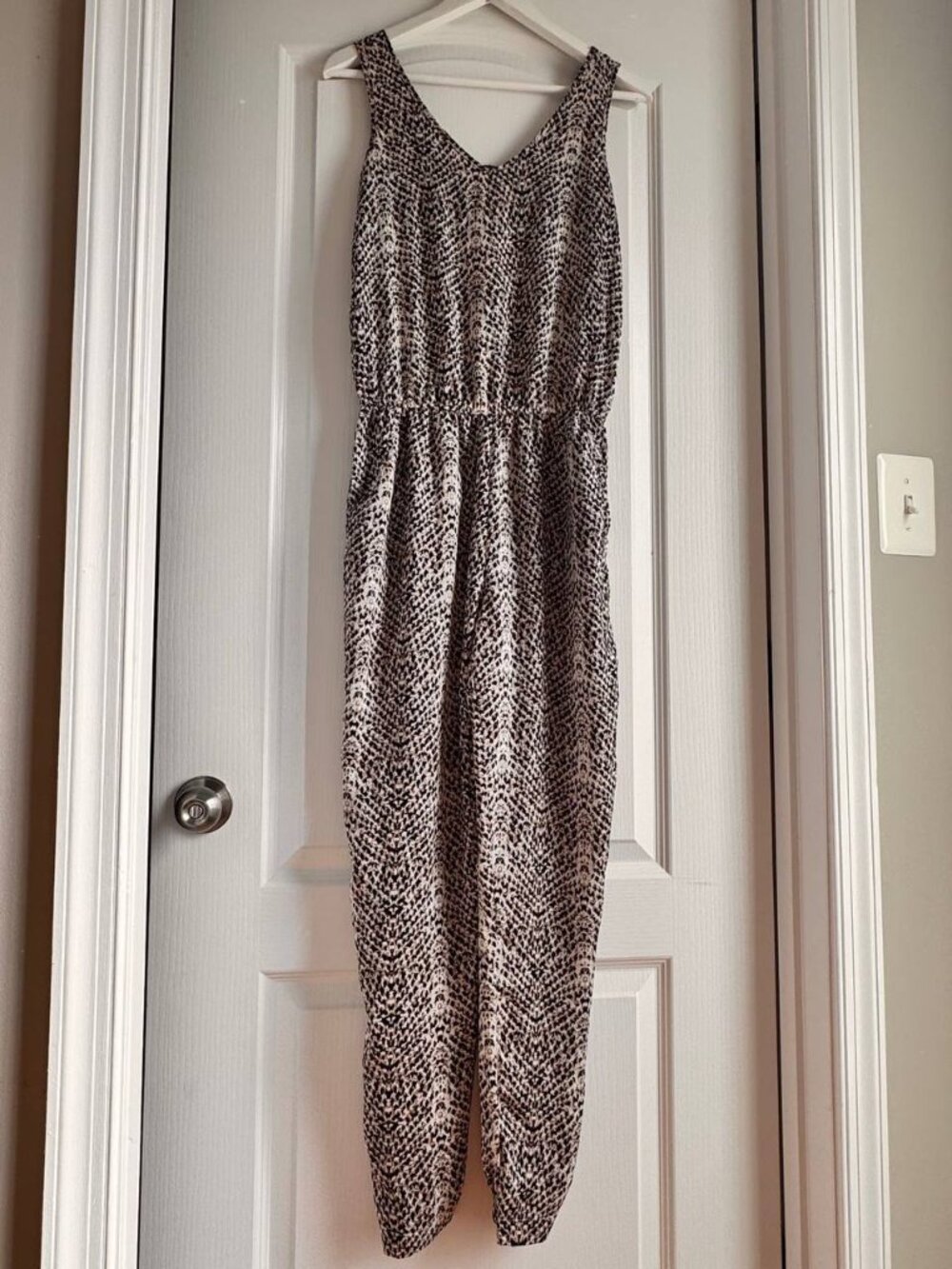 TART Snake Print Long V-neck Romper with Pockets - Size XS
